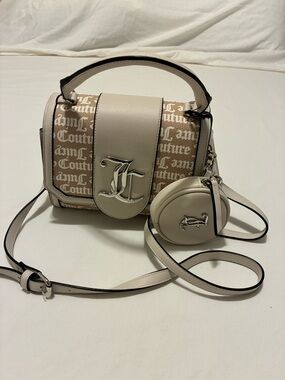 Juicy Couture Cream & Tan Logo Crossbody with Coin Pouch